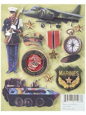 Military Stickers  K & COMPANY US Marines Marine Corps Scrapbook Memory 11 Pcs
